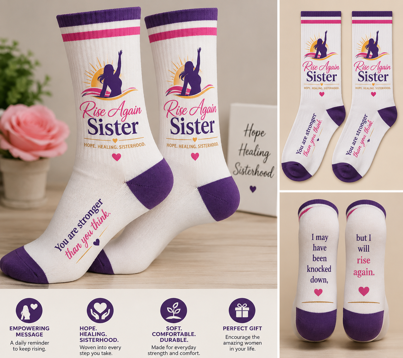 Rise Again Sister Inspirational Socks